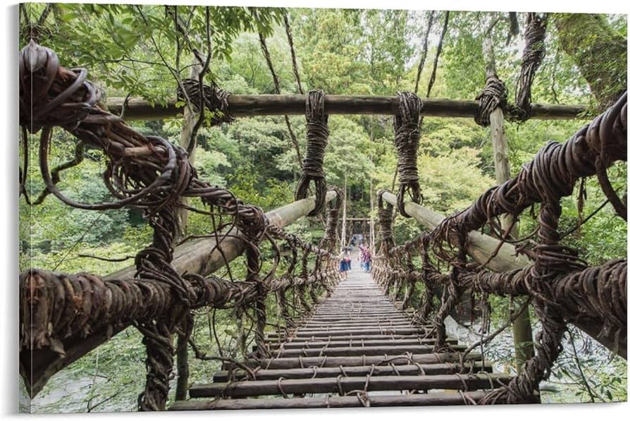 Amazon.co.jp: 絵画 徳島県 祖谷のかずら橋インテリア 絵画 日本の風景