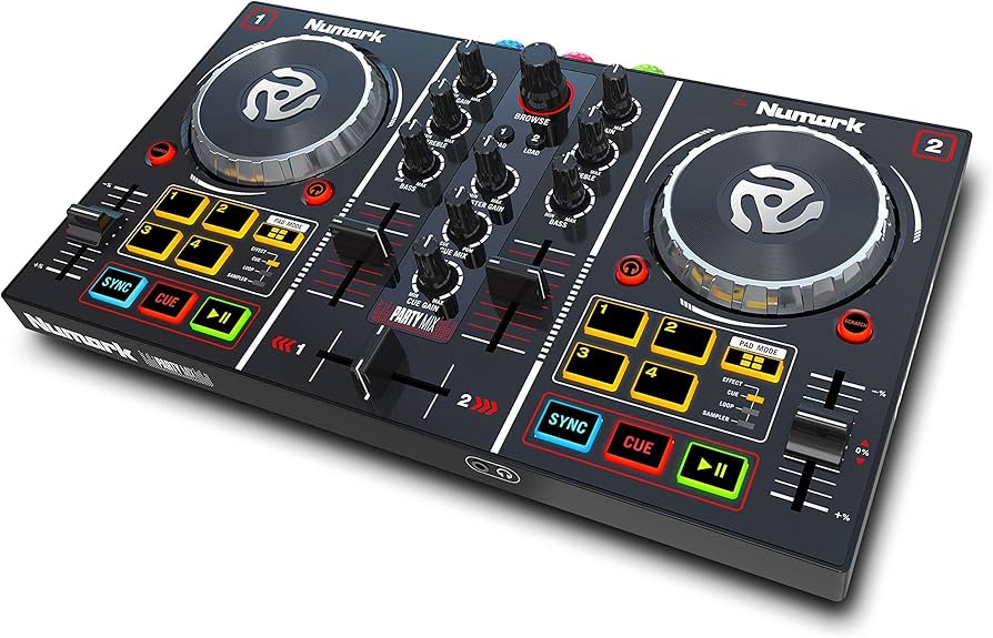Controlador DJ Numark com show de luzes integrado PartyMix