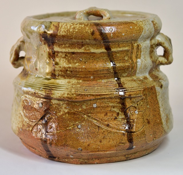 加藤光右衛門 美濃伊賀水指 堀内宗完御書付 共箱 茶道具 表千家