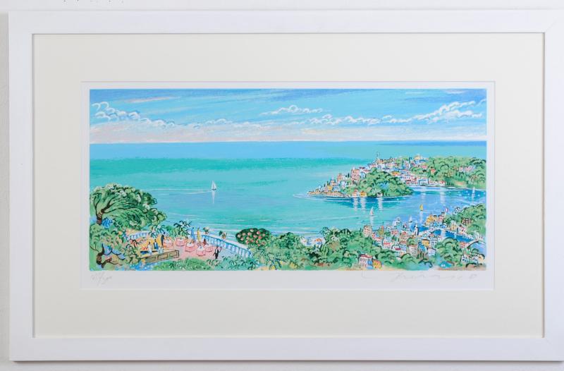 海の絵画をシルクスクリーンの版画で制作した平野琳人の海の絵