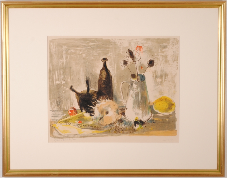 ジャン・ジャンセン「アトリエにいる画家」 リトグラフ 額縁付絵画