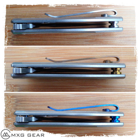 Custom Made Titanium Standoffs, Scale Screws and Clip for Zero