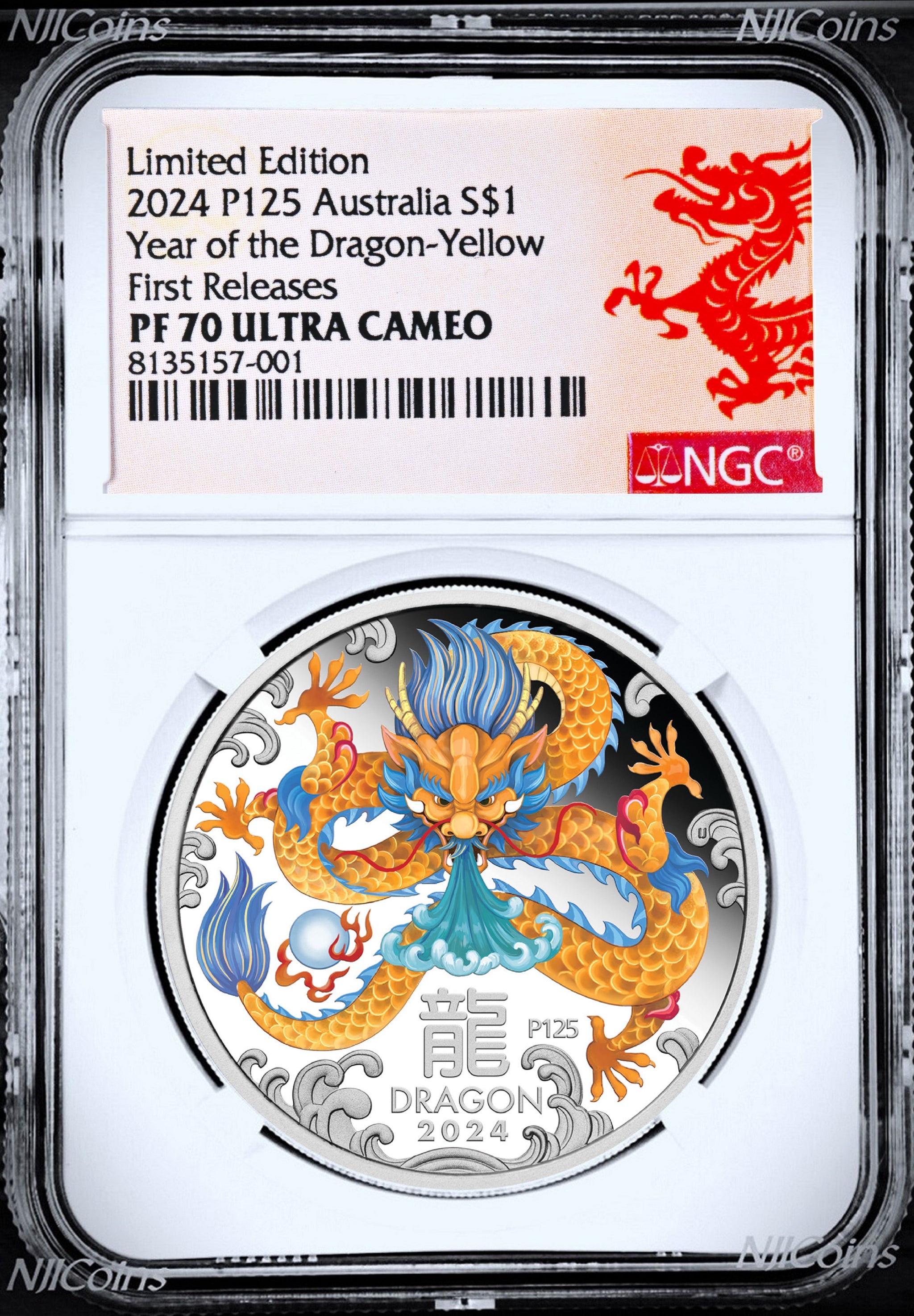 2024 Australia PROOF Colored Silver Lunar Year of the DRAGON NGC