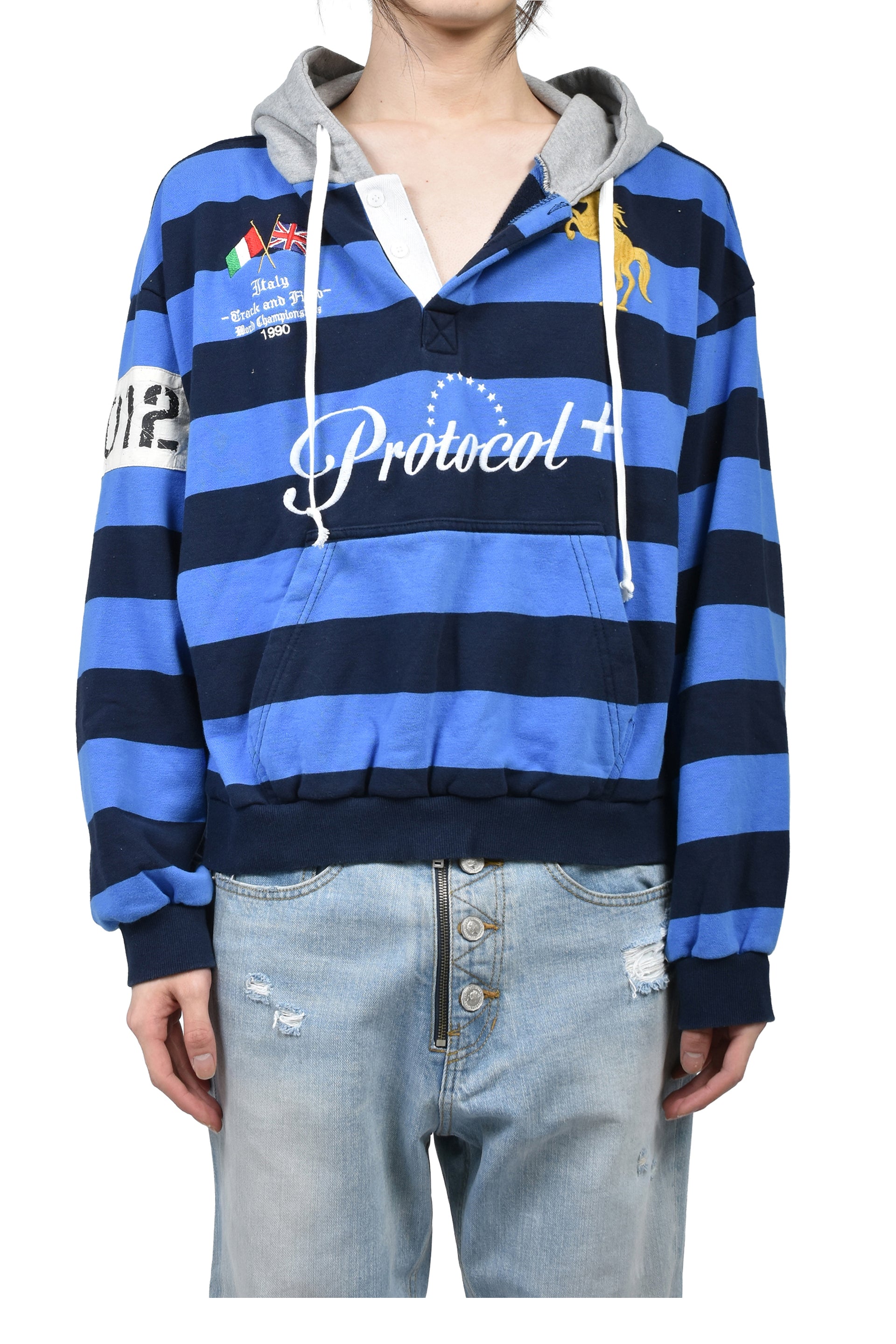 Protocol Index プロトコルインデックス FW25 STRIPE POLO HOODIE