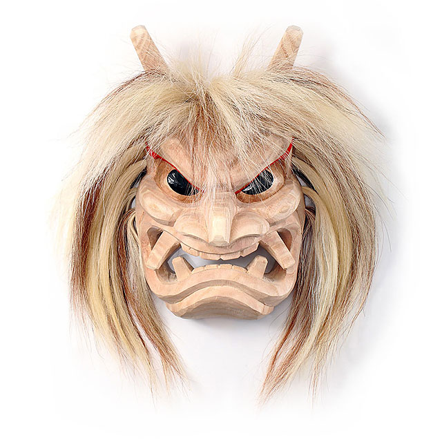 なまはげ館 【受注生産】石川千秋作 壁掛け用なまはげ木彫り面 10号