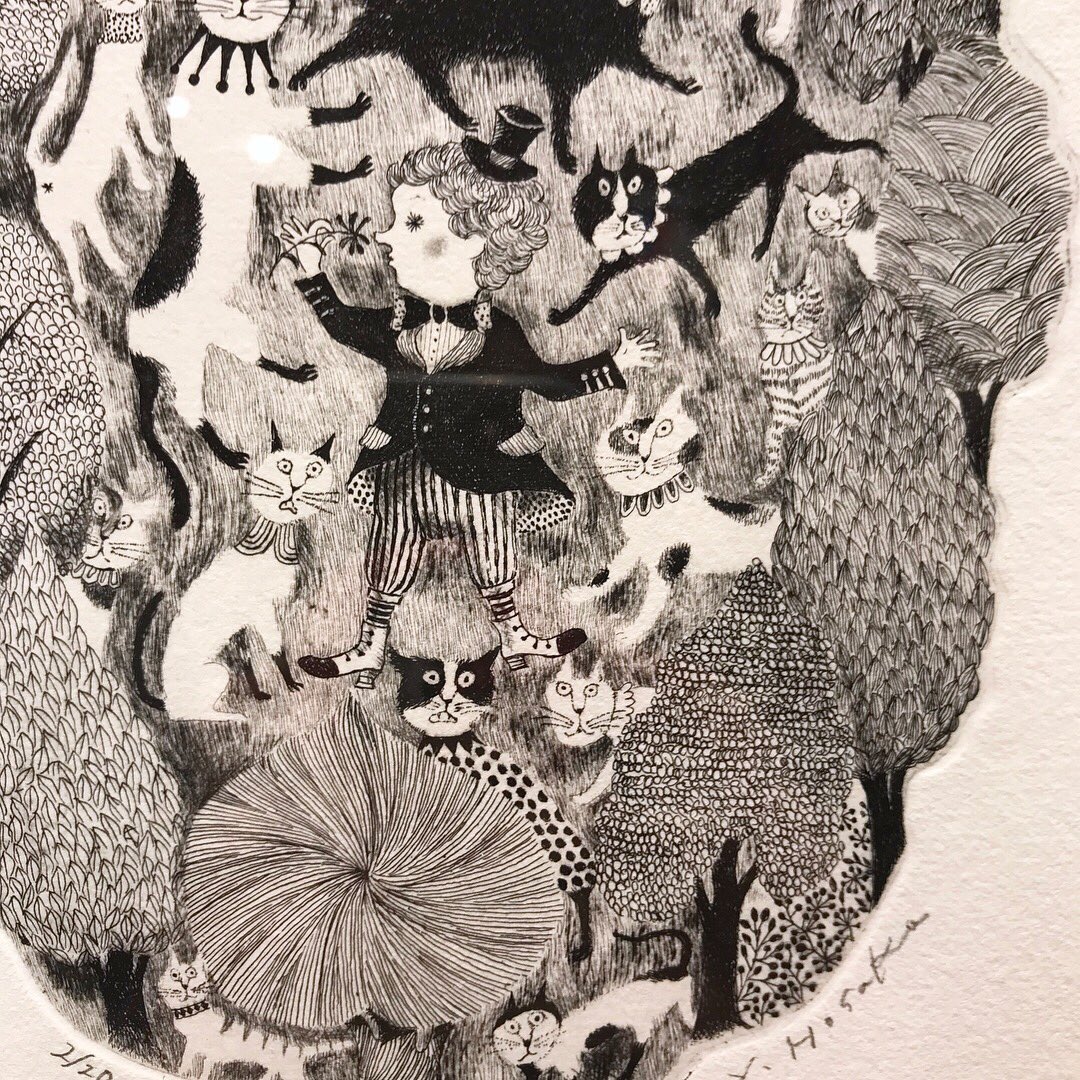 保坂優子さんの銅版画の猫たち。個性豊かな表情が愉快な「それぞれの