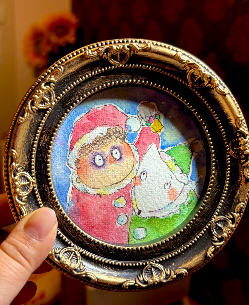 手作り額付き作品 title「ひらめきニャンコ」 手作り額付き作品 title