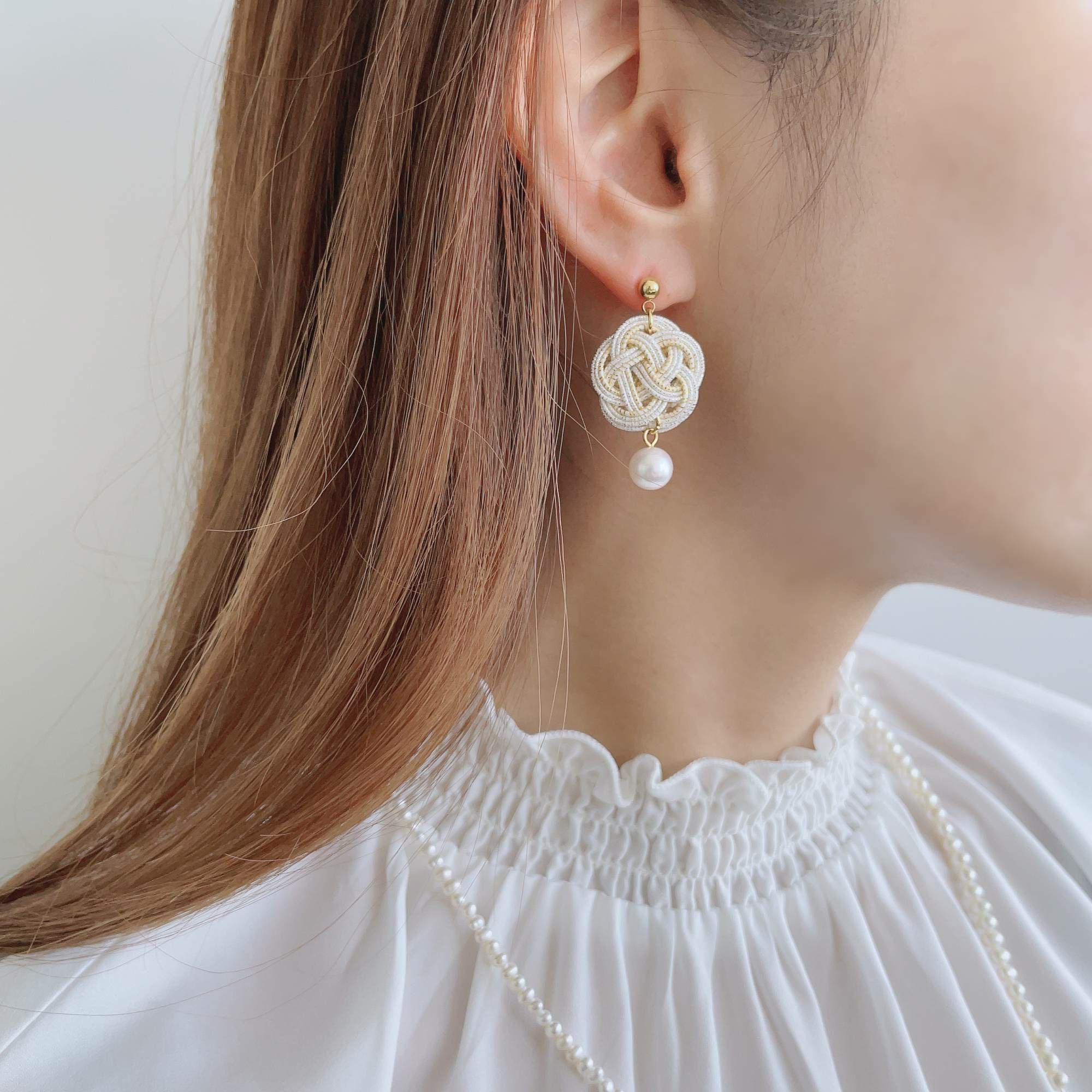 1950 美品❣️花珠級のテリ❣️K18❣️あこや真珠7-7.5mm ピアスAly手