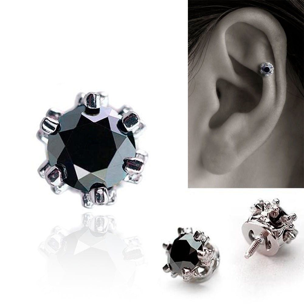 K18金 プラチナ ブラックダイヤモンド ボディピアス・軟骨ピアス