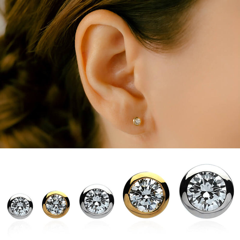 引っかからないダイヤモンド ピアス│K18/Pt ダイヤモンドボディピアス