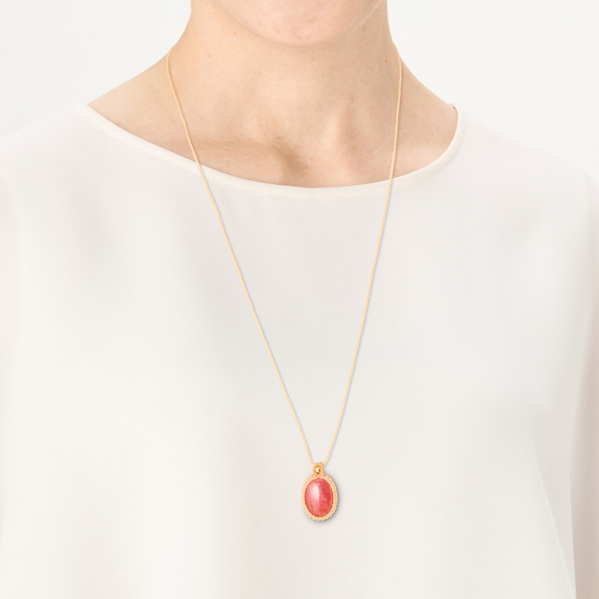 深璦』ロードナイトとロードナイトシリカのマクラメペンダント