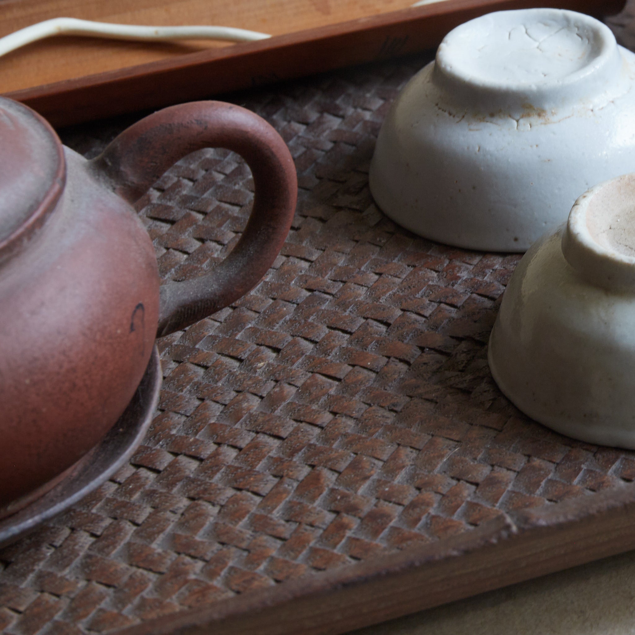 江戸-明治時代 木地細密彫模竹網代文煎茶盆（1603–1912CE） | 入蘆花