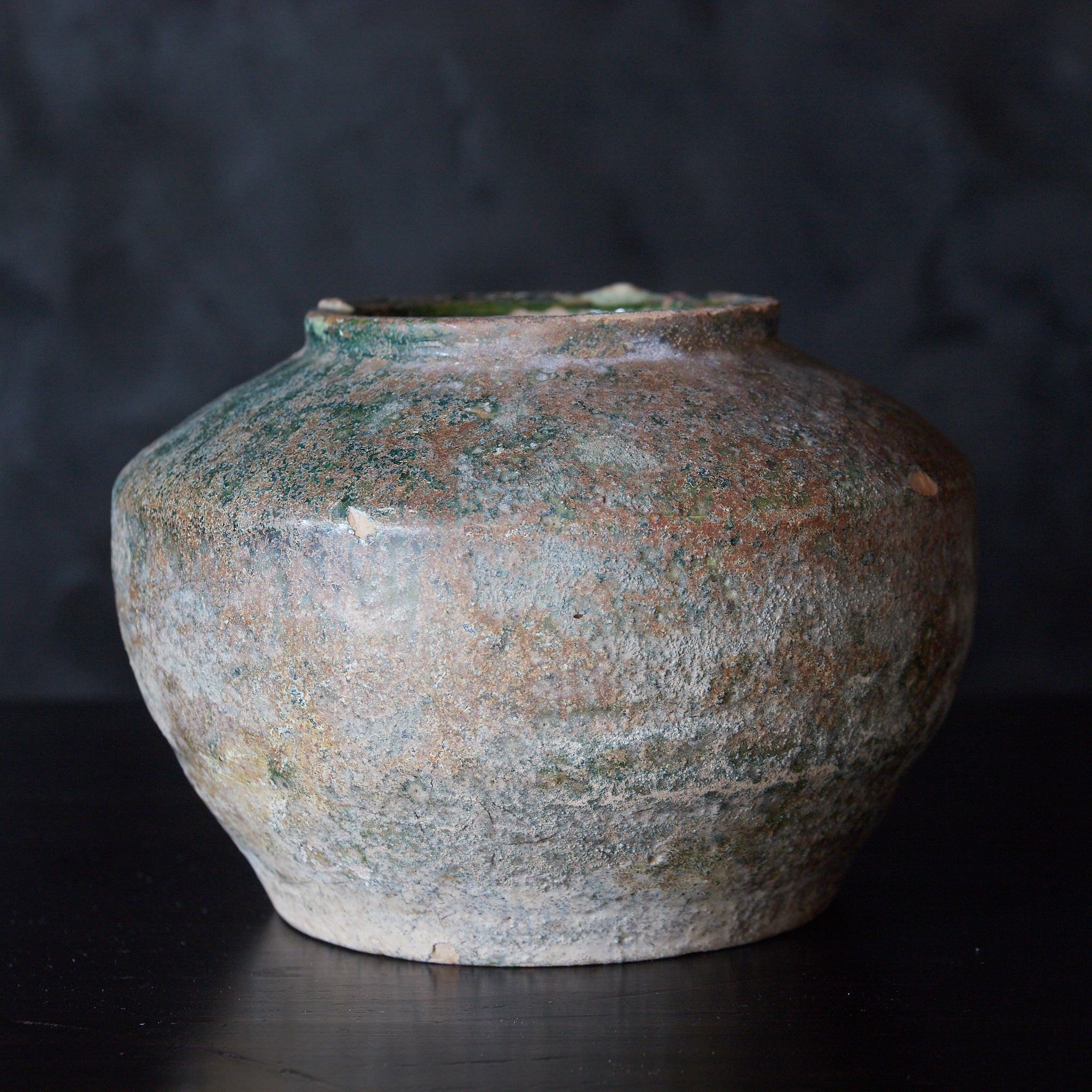 漢代 銀化緑釉小壷（206BCE–220CE） | 入蘆花（ロカニイル）