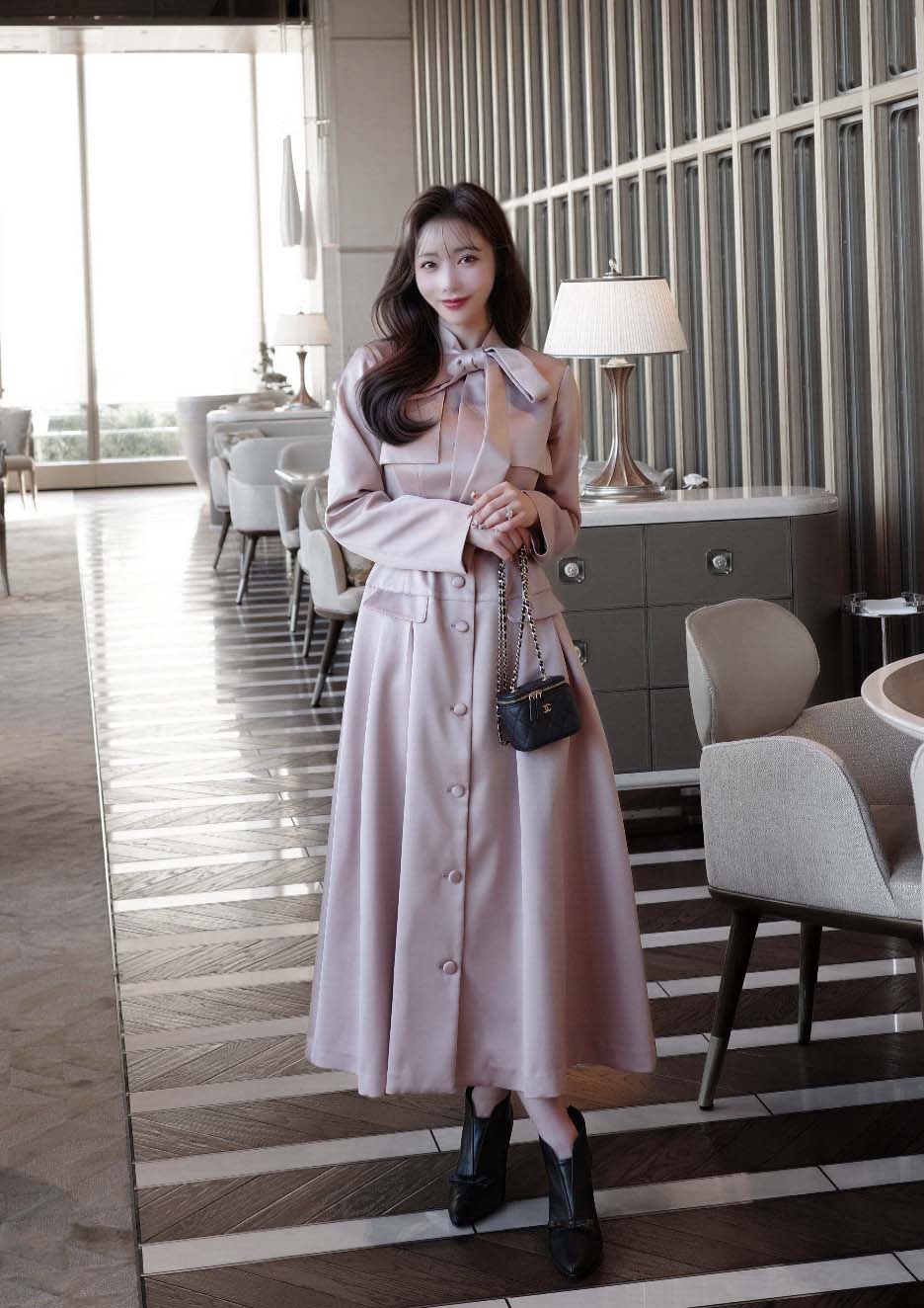 Bow-tie satin dress – Riu