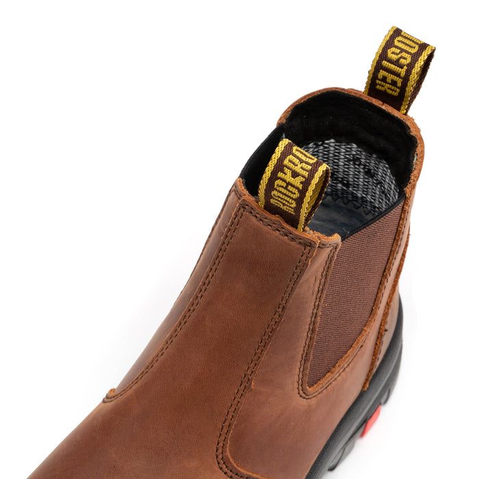 ROCKROOSTER Gammon Brown 6 inch Pull-on Steel Toe Leather Work