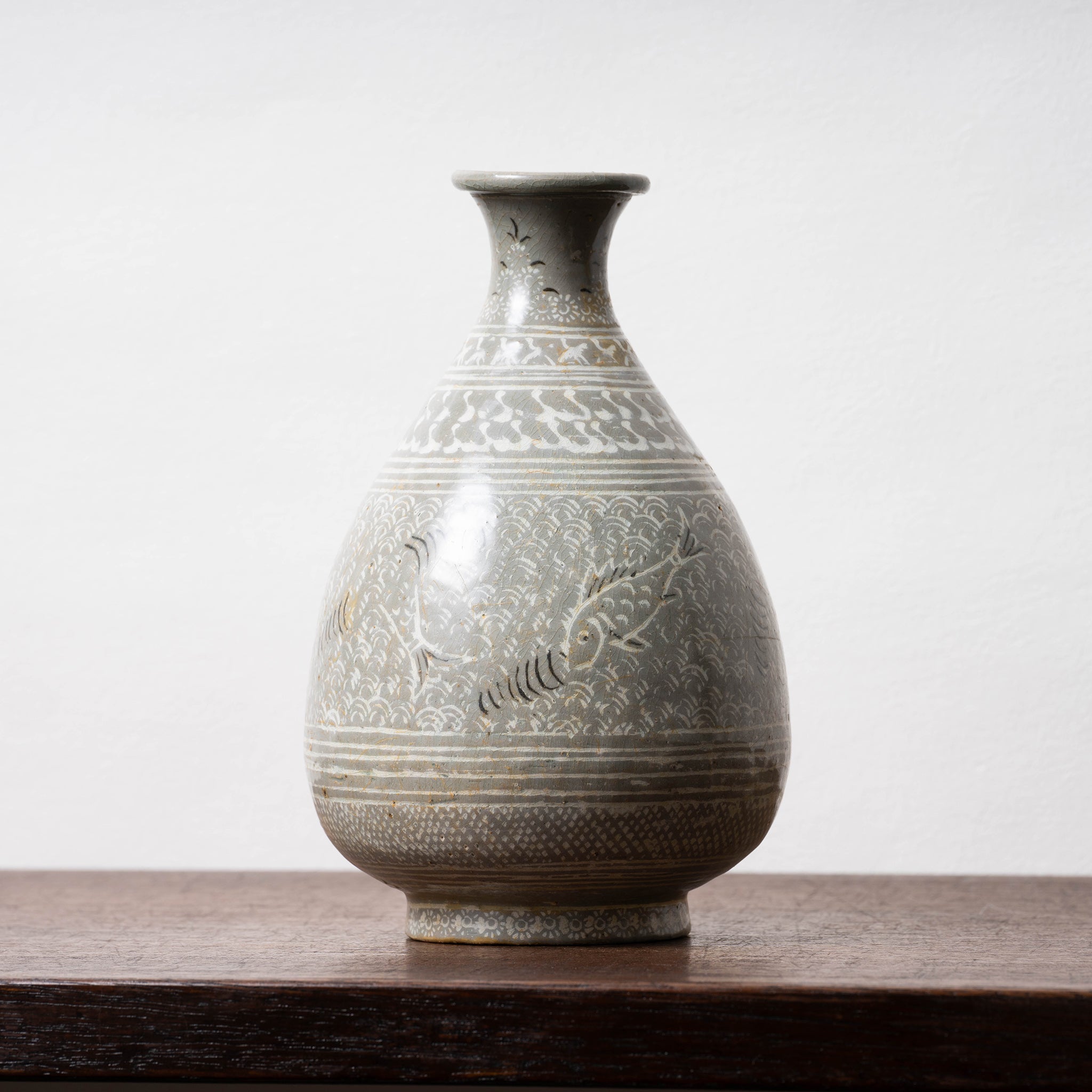 美しい高麗青磁の飾壺 国宝級な韓国作家 文柱天作 美しい