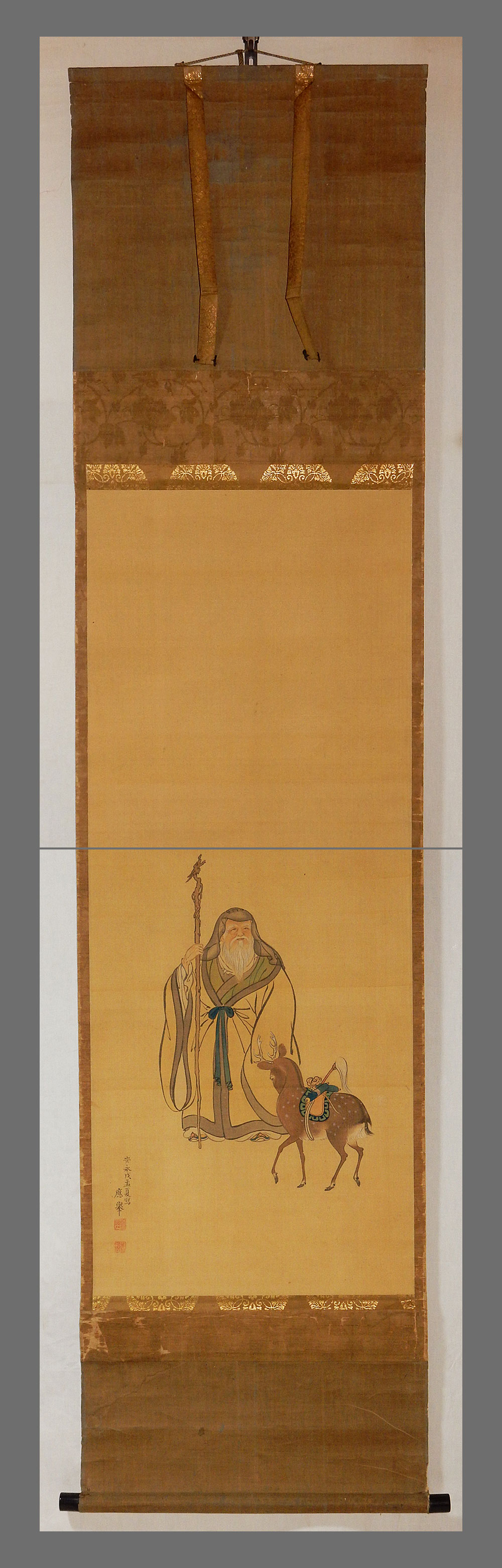 AKa5782円山応挙肉筆掛軸マクリ額④