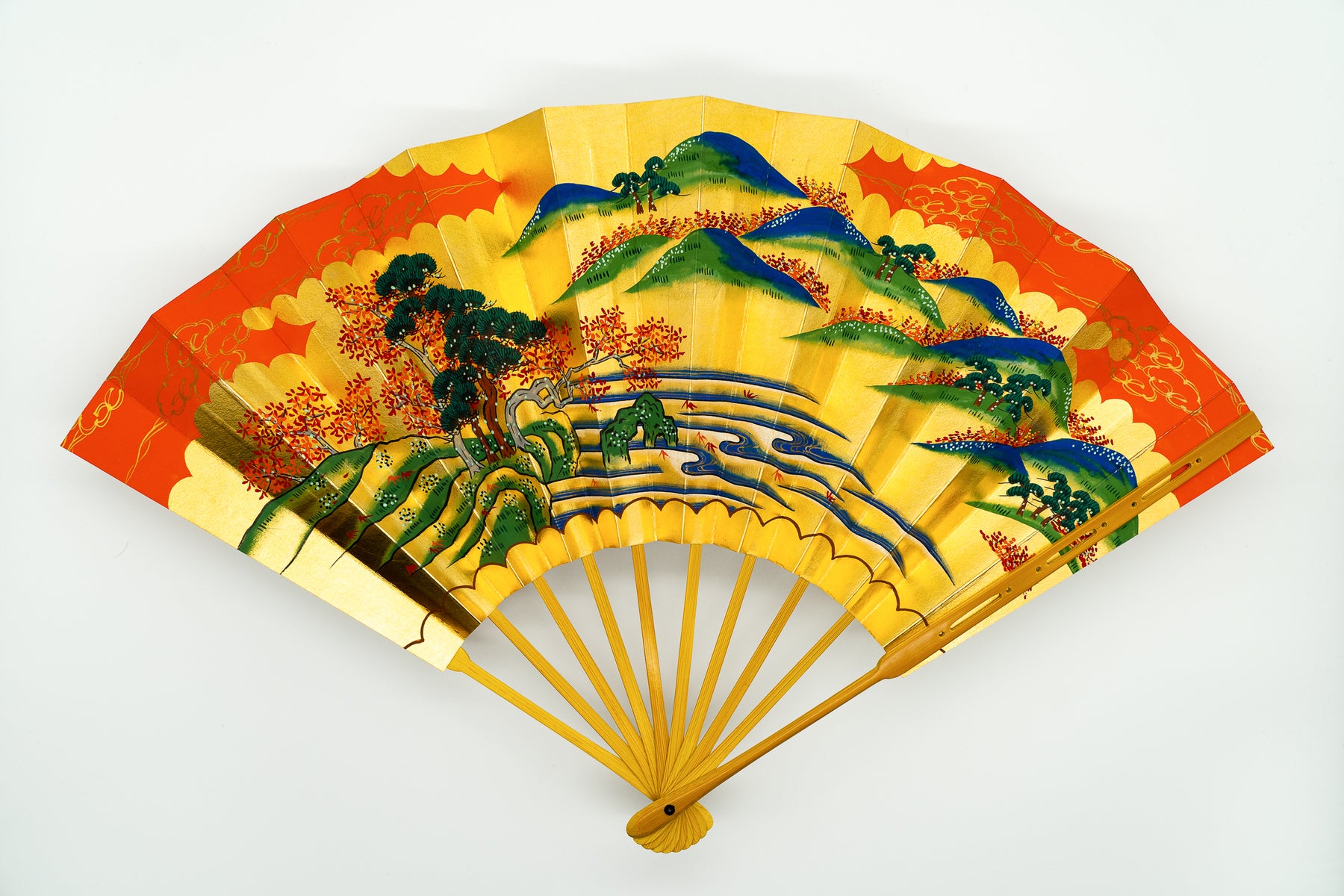 金地に秋草手描き仕舞扇♢特注品