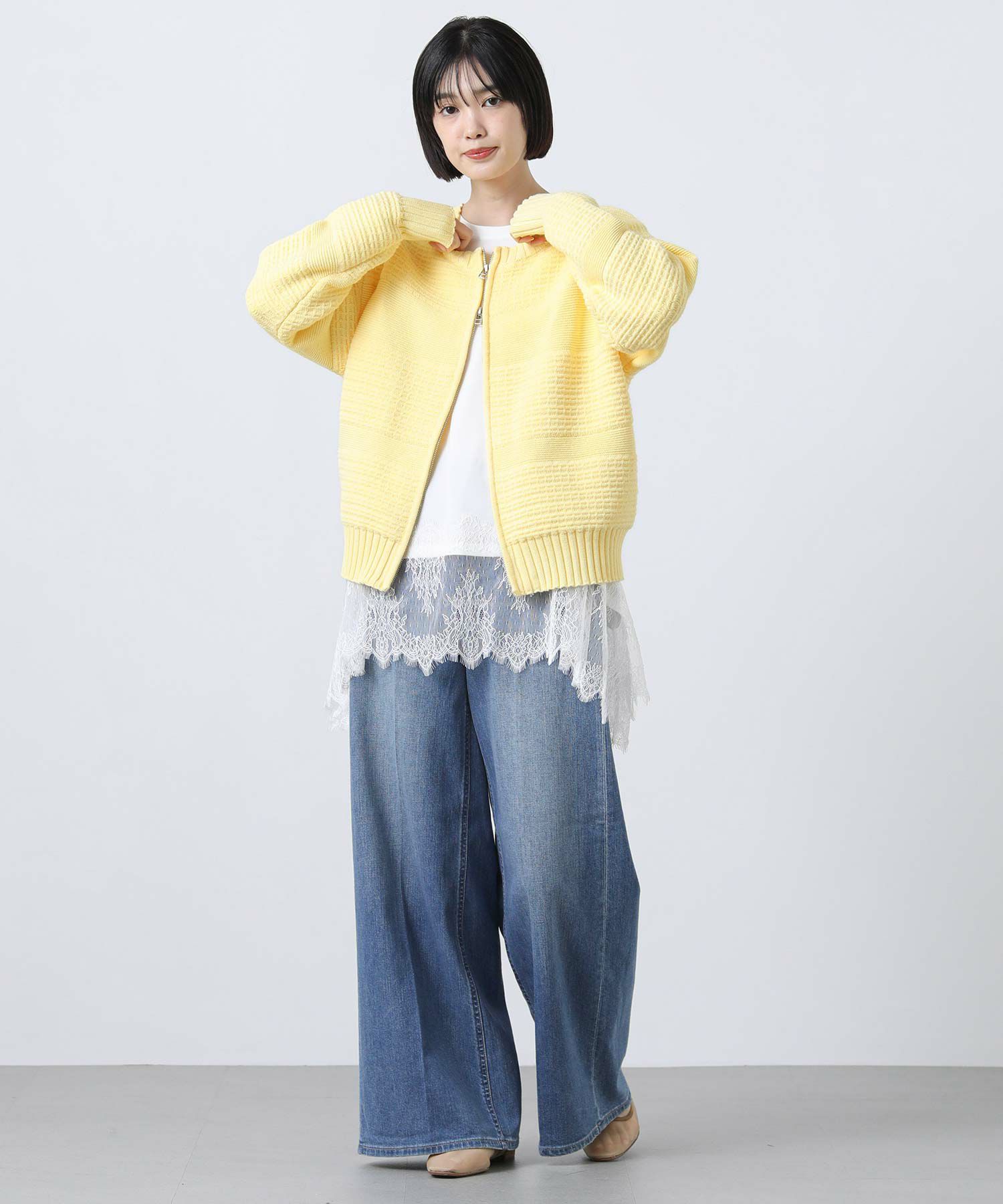 Gready Brilliantタック編みZIP2WAYニット | SEKIMIKI Online