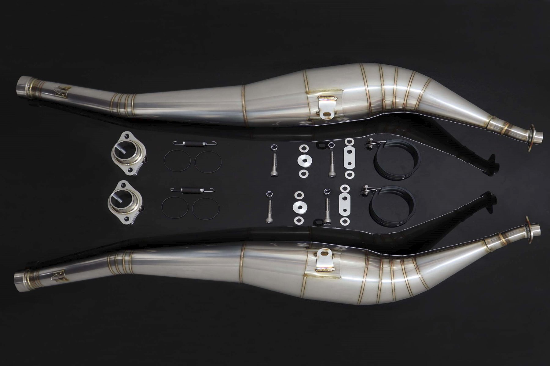 TZR250(3MA)後方排気 TYGA ステンレスチャンバー カーボンサイレンサー