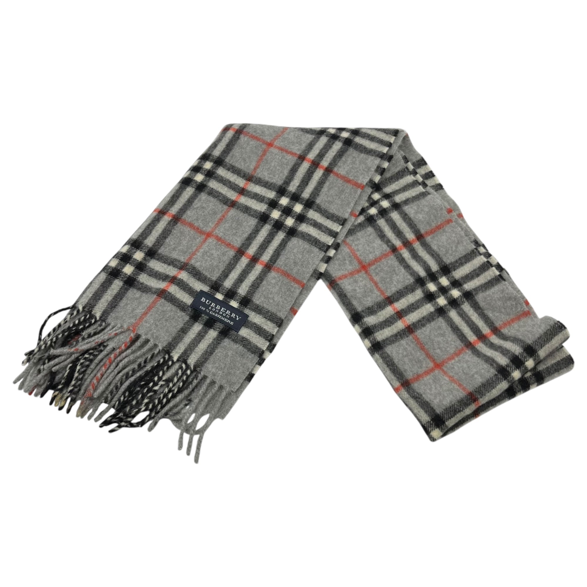 BURBERRY カシミヤシルク マフラー メガチェック バーバリー グレー