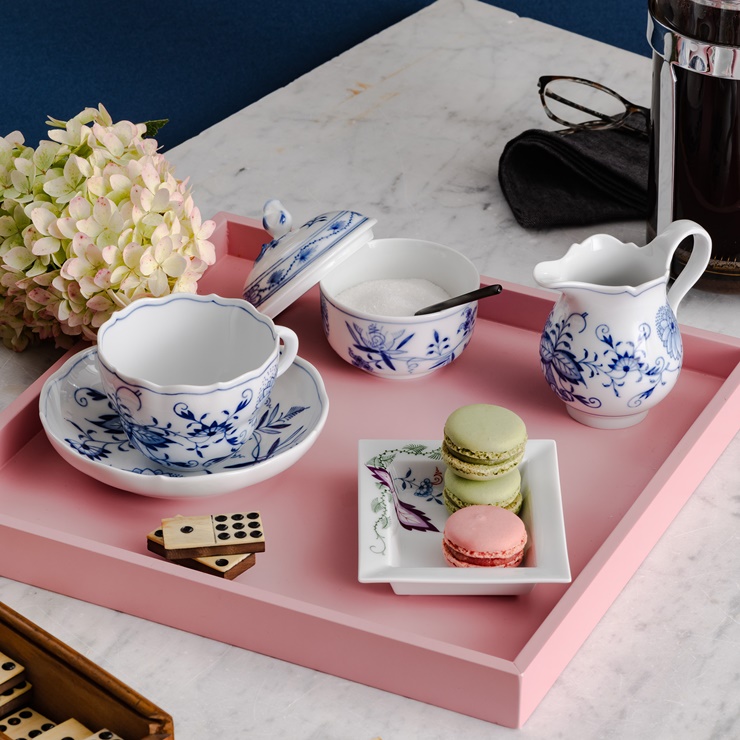 Meissen マイセン カラーオニオン 朱金 プレート 直径 約23.5cm ブルー