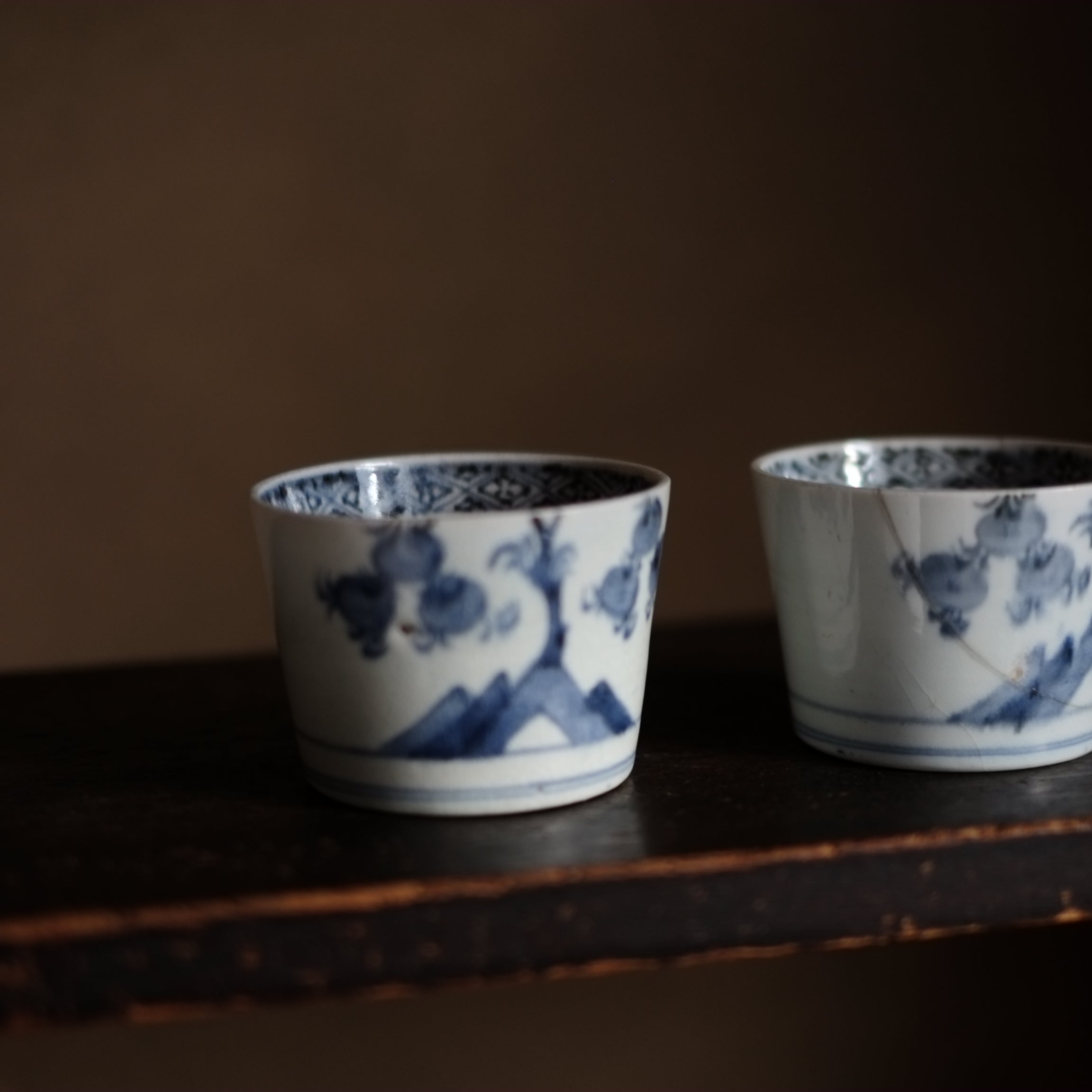 古伊万里 染付 杜若文 蕎麦猪口 江戸中期 613 古伊万里 大振 染付 蕎麦