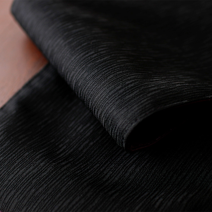 日本製] 洗える レザー調 リバーシブル 半幅帯 (黒色 クロコ) ブラック