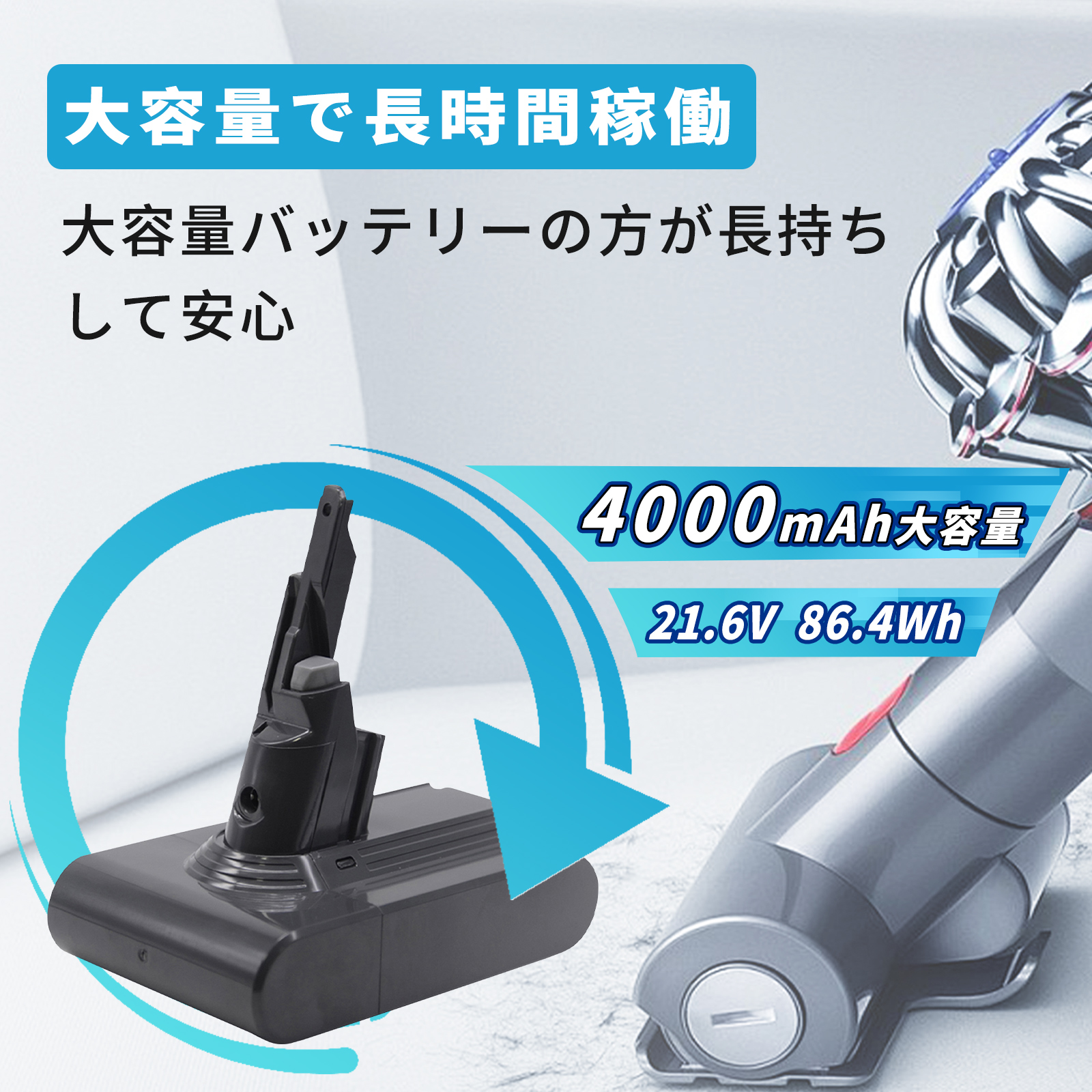 v7 ダイソン 交換 バッテリー Dyson V7 Fluffy 対応 21.6V 4000mAh