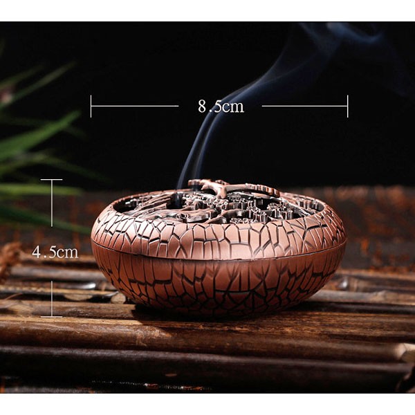 香炉 皿型 透かし彫り 合金 お香立て 花 癒し 植物 インテリア 和風