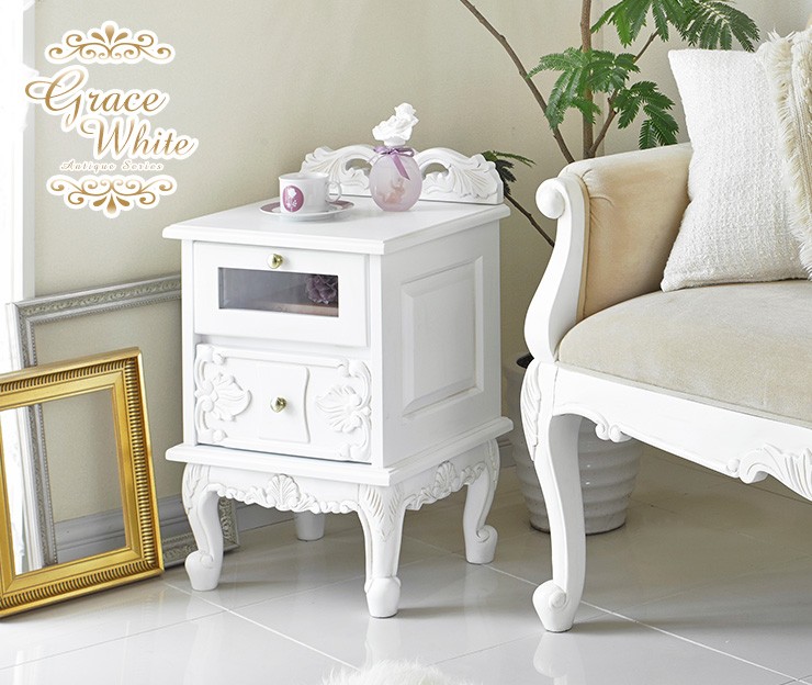 アンティーク 猫脚 サイドチェスト 花台 サイドテーブル,幅48cm Used