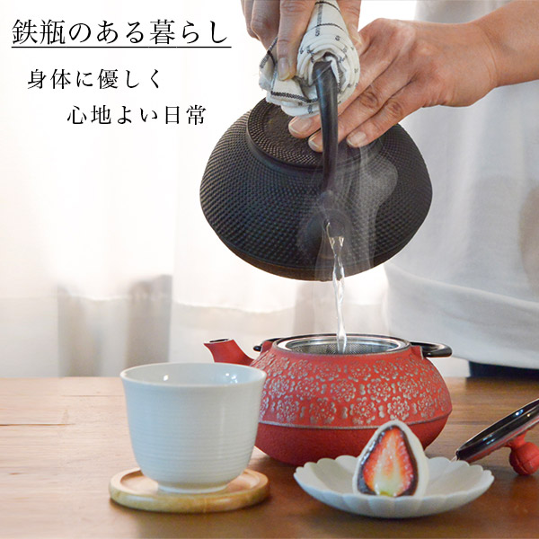 岩鋳（IWACHU） 鉄瓶 平六アラレ 黒焼付 14型 1300ml（1.3L） ( 岩鋳