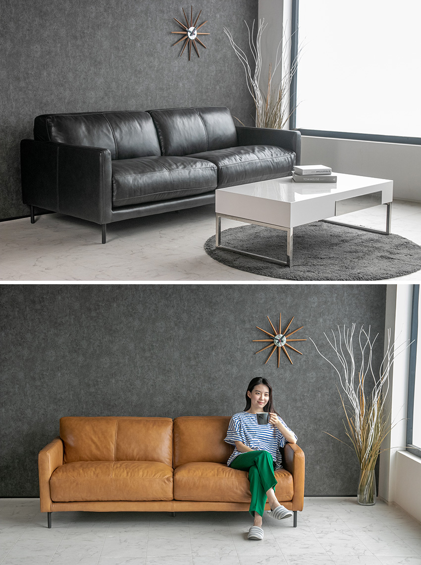 CIBONE ROBELE SOFA 3P 本革 黒 ソファ 使用感あり 送料込 CIBONE