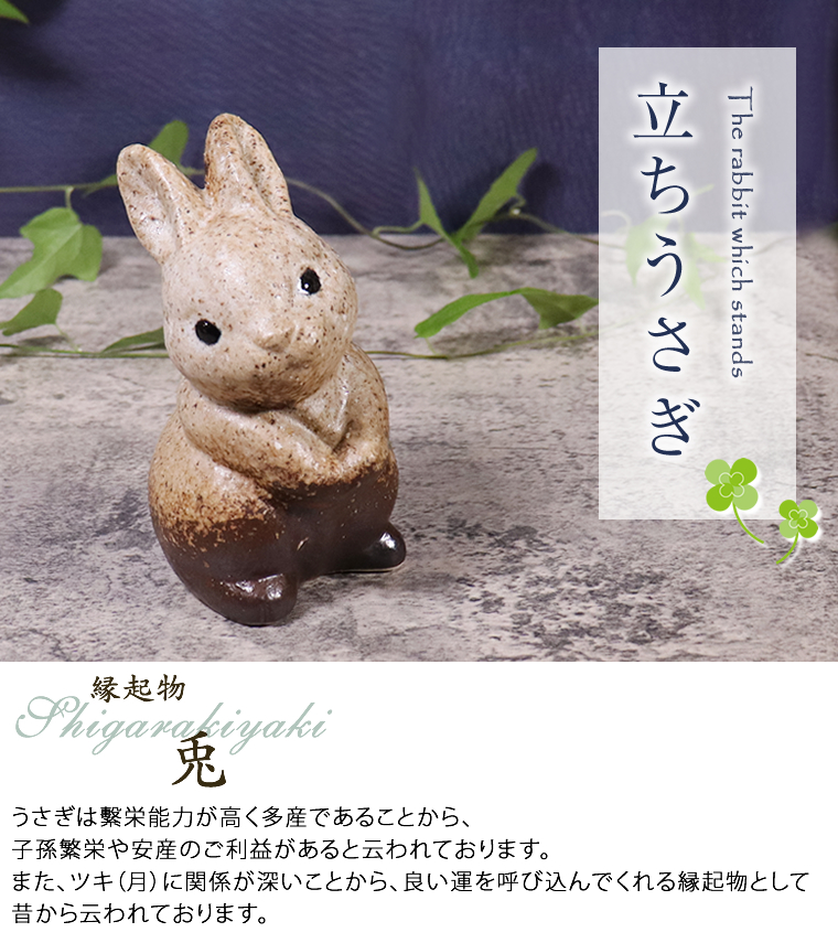 信楽焼 うさぎ 置物 玄関 かわいい 陶器 ウサギ 兎 縁起物 焼き物