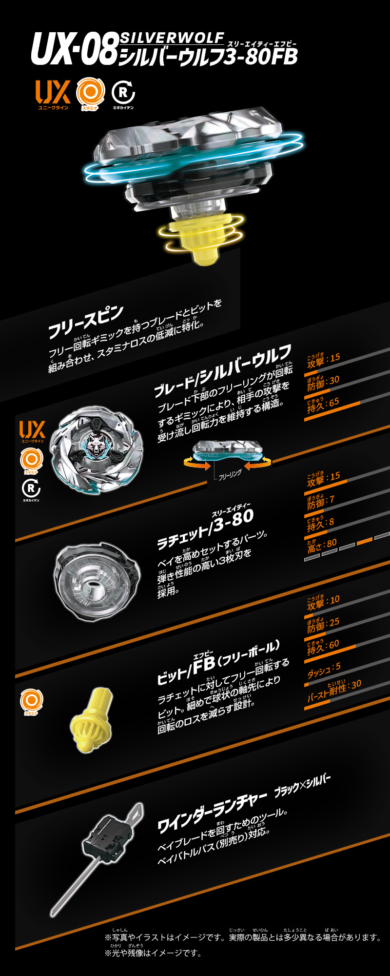 ベイブレードX BEYBLADE X UX-08 スターター シルバーウルフ3-80FB