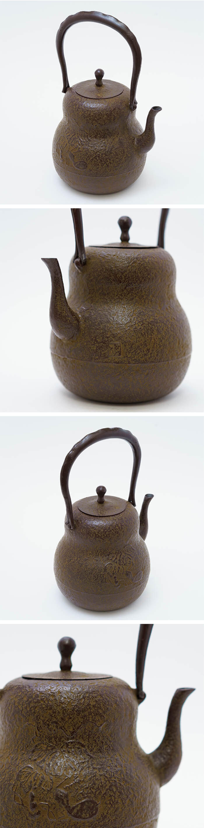 骨董 南部鉄瓶 急須 山と寺院境内 アンティークリネン ボビンレース編