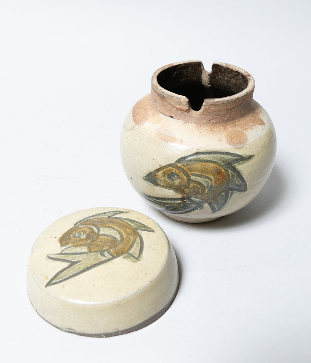 金城敏昭の、魚文抱瓶陶芸 金城敏昭の、魚文抱瓶陶芸