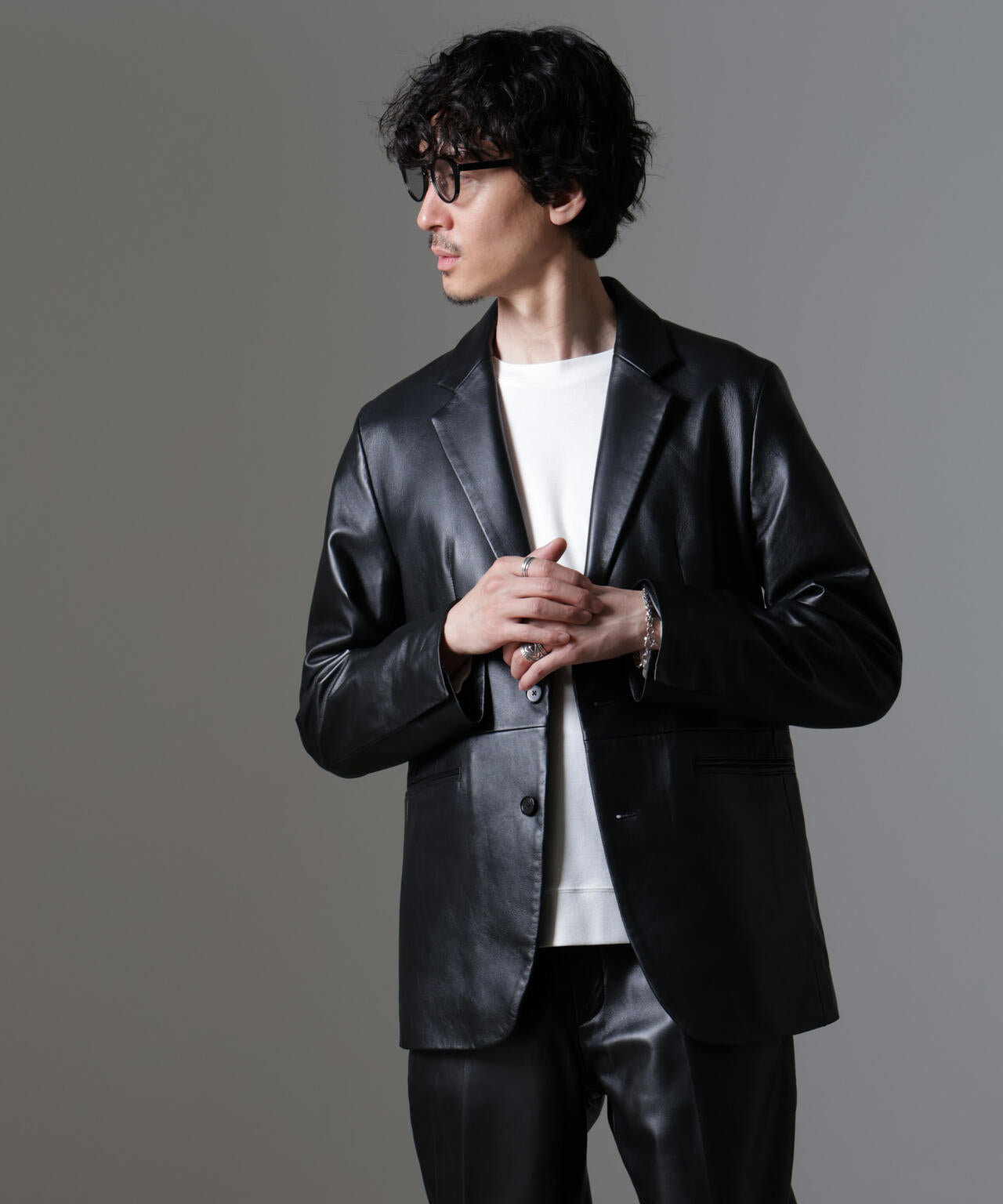 レザー テーラード ジャケット (セットアップ可)