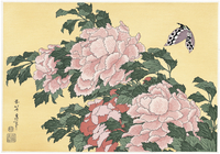 香風 花と蝶の水墨画牡丹と蝶が描かれた中国画です。 香風 花と蝶の