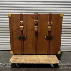 3716］ トランク型 木製シューズボックス アンティーク風 靴箱 収納