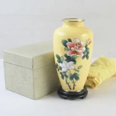 七宝焼 四君子文 花瓶 唐木台・箱付 V 9872 - メルカリ