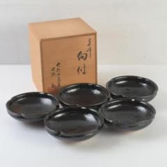 和食器 茶懐石 唐津焼 大杉皿屋窯 大橋裕作 向付 五客 共箱 V 9297