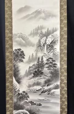 掛軸 真作 共箱 絹本 春光 山水 - メルカリ