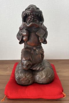 備前焼 獅子舞像置物 江戸末期頃 縁起物 大黒天 収納木箱付き