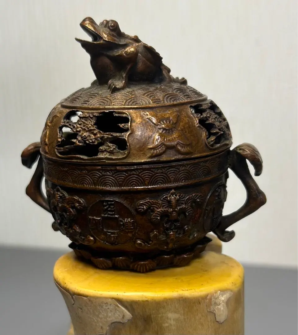 乾隆年製銅製鶉香炉唐物