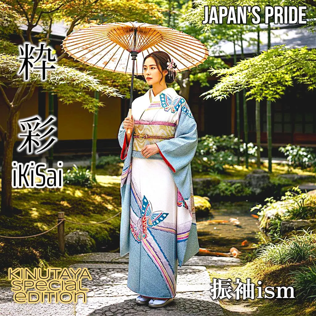 4k2103 振袖 正絹 袷 藤娘きぬたや 総絞り 刺繍 緑 白 赤 金色