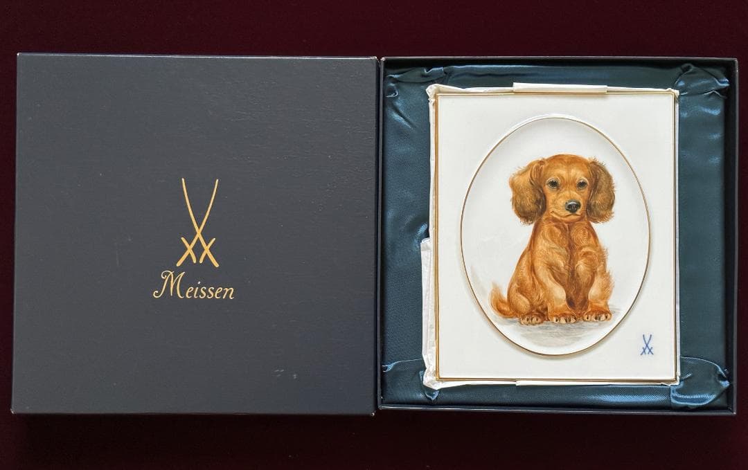 マイセン 陶板画 ダックスフント
