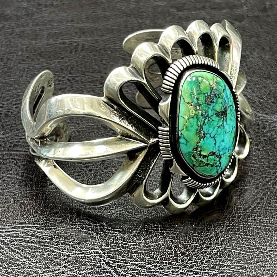 ナバホ族 アーロンアンダーソン ターコイズ SILVERバングル