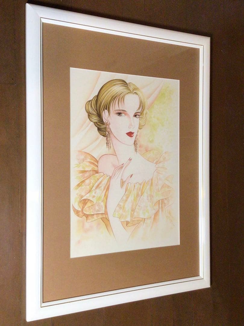 ◉真作保証 久下じゅんこ 水彩10号 原画『陽影の舞姫』1点物 サイン額装つき