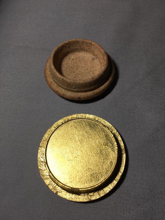 茶道具】信楽焼肩衝茶入 陶器蓋付 茶入140